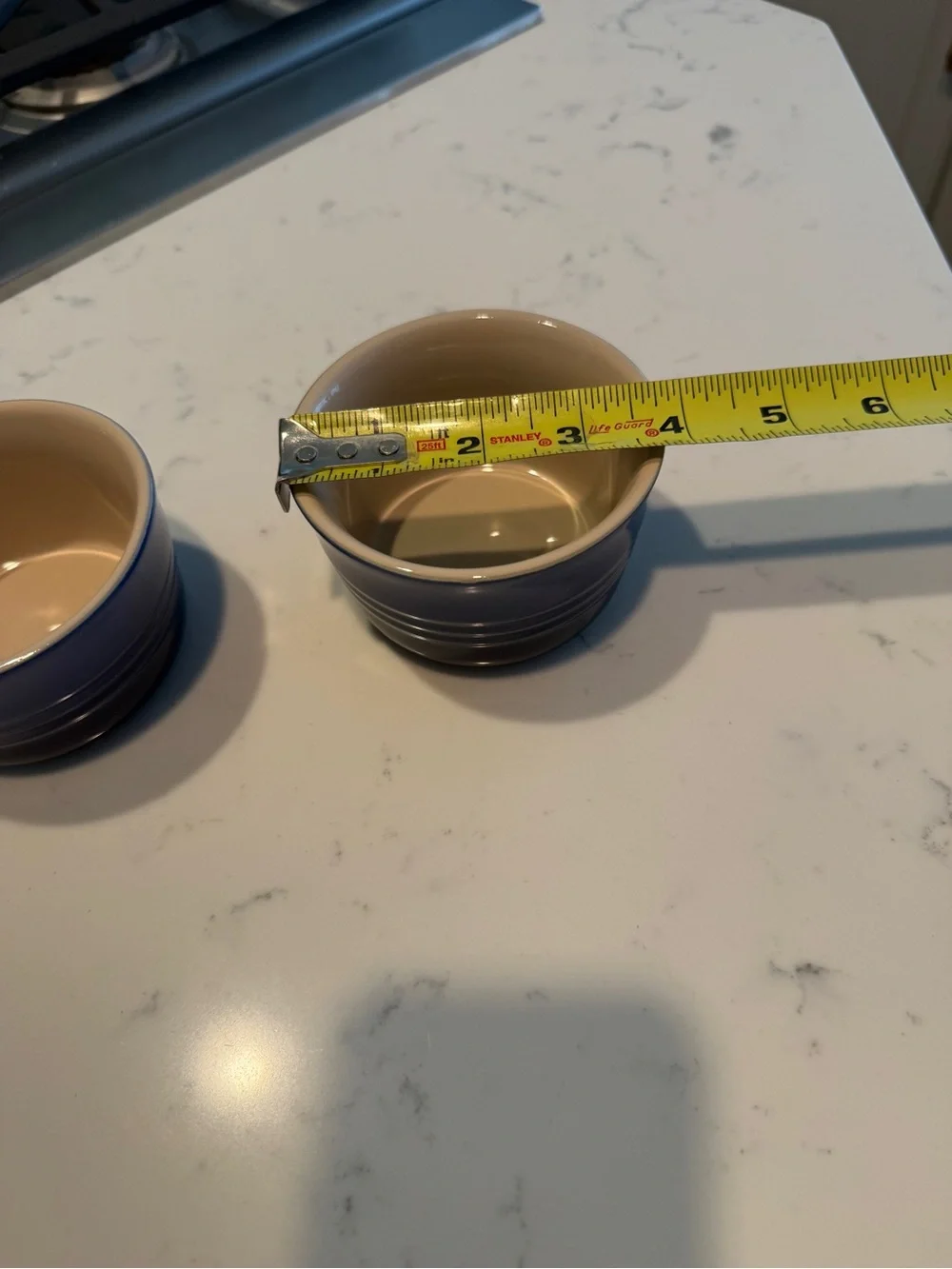 Le Creuset Blue Stoneware Ramekins Set of 2 4” Mini Bowls